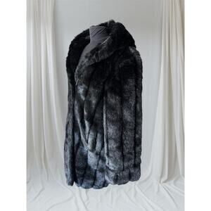 Black Hooded Faux Fur Coat, Large, Dennis Basso
